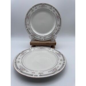 Farberware Southampton Fine China Salad Plates Set of 2 Floral Grey Gold 7.5"